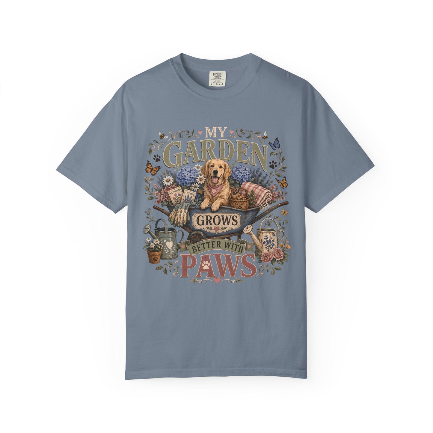 My Garden Grows Better with Paws" Dog & Gardening T-Shirt