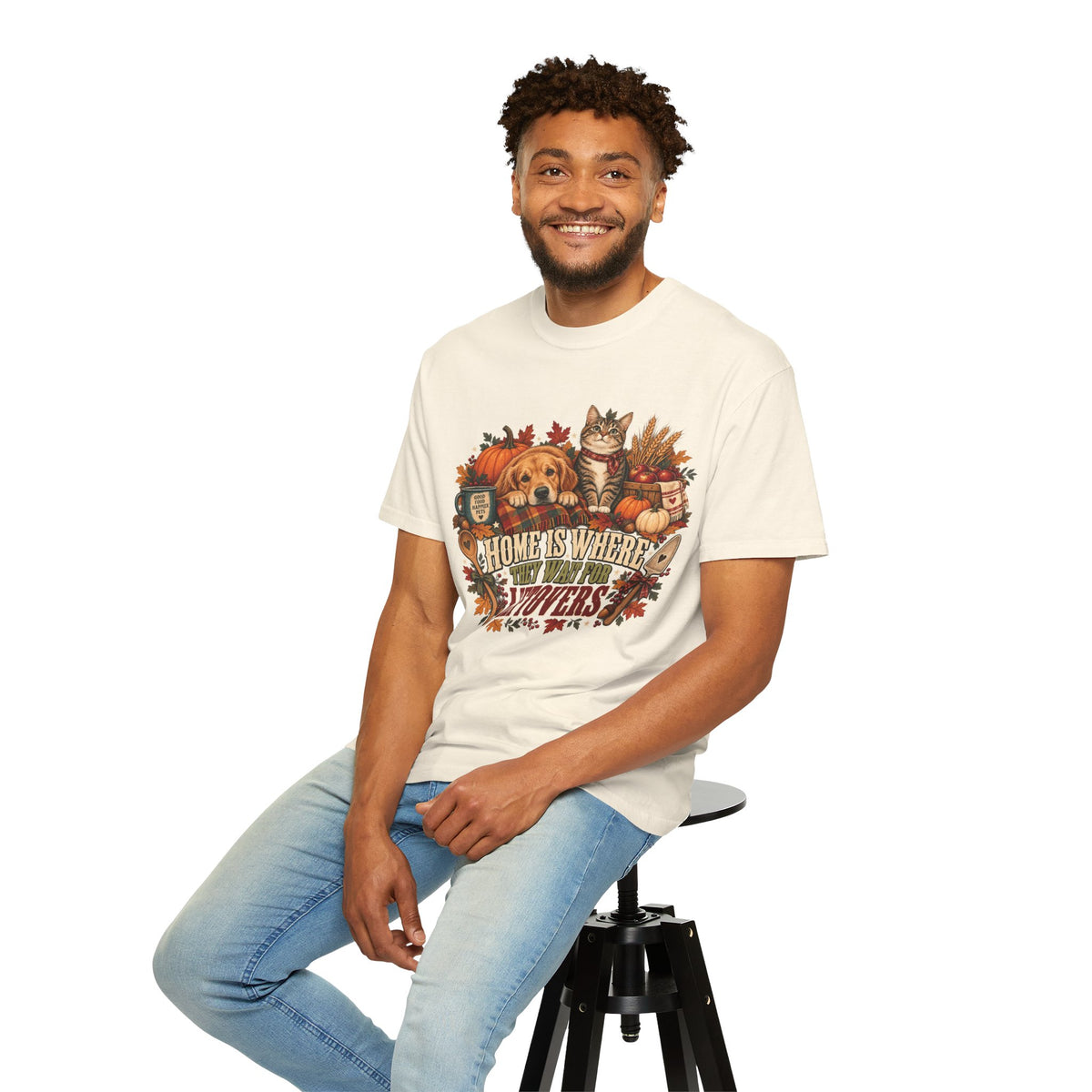 Home Is Where They Wait for Leftovers T-Shirt – Thanksgiving Pet Lover Tee