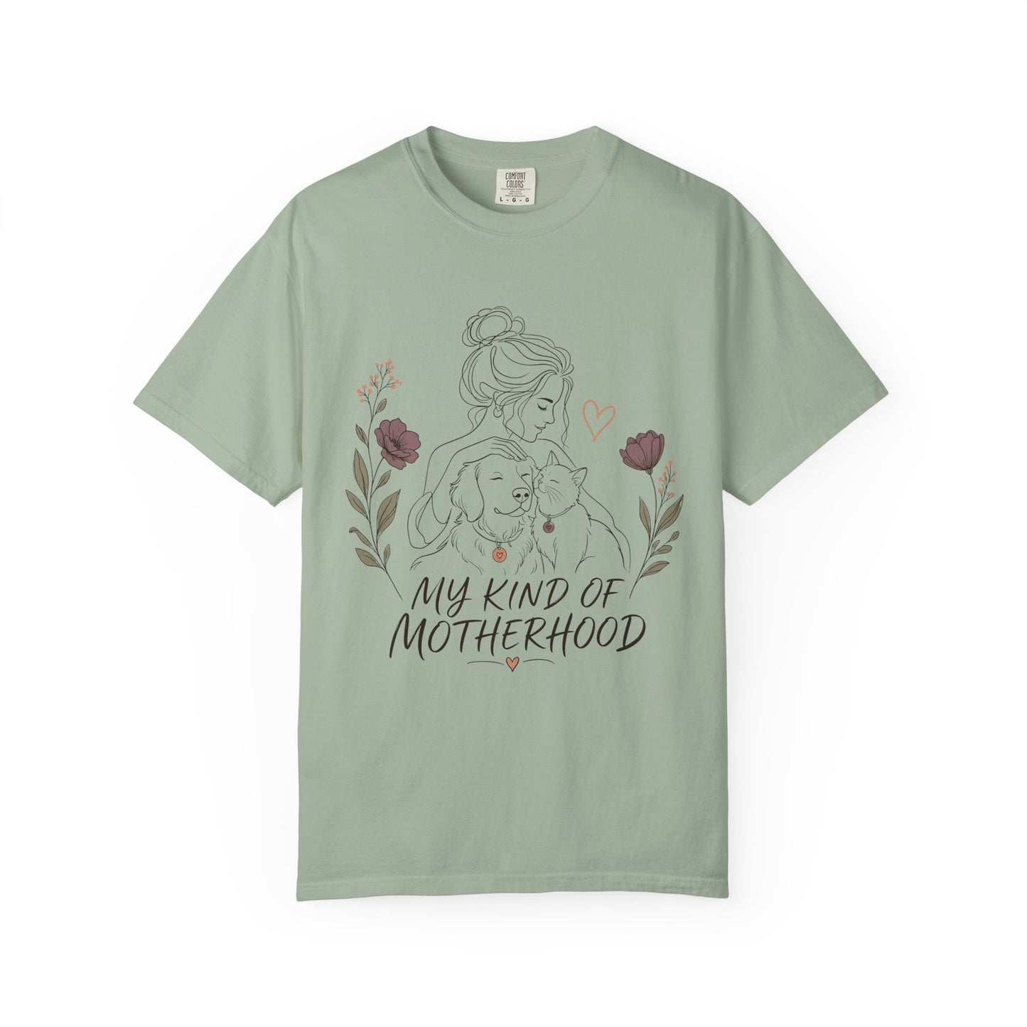 "My Kind of Motherhood" Dog & Cat Mom Line Art T-Shirt