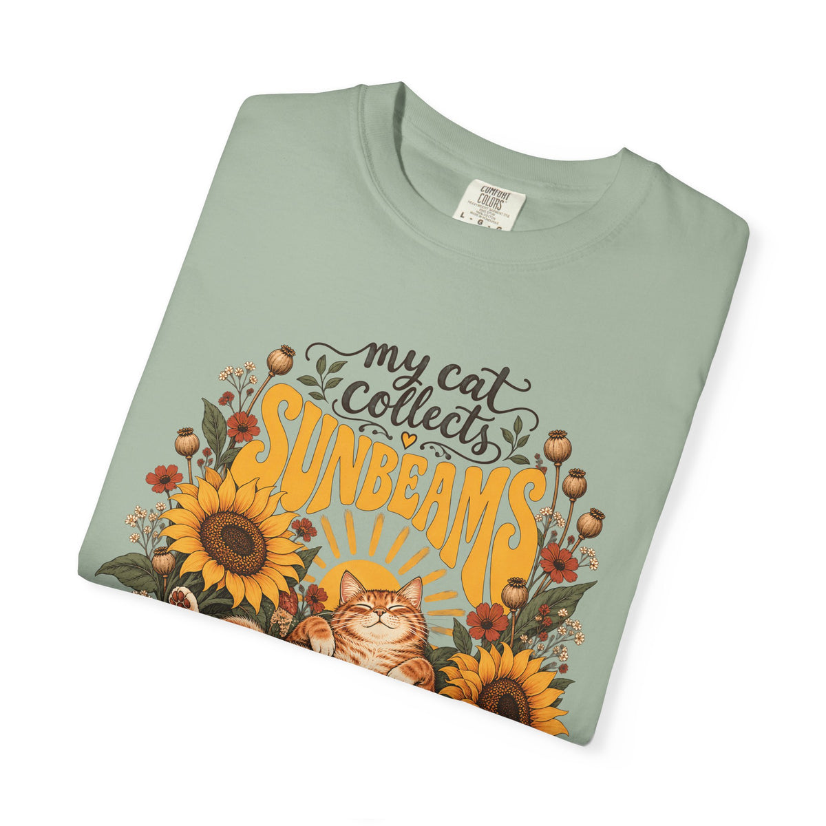 My Cat Collects Sunbeams T-Shirt – Sunflower Ginger Cat Lover Tee