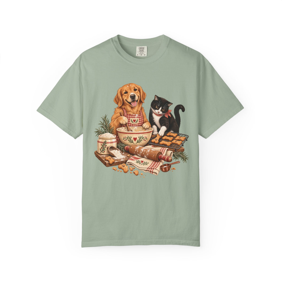 Dog & Cat Baking T-Shirt – Cozy Country Kitchen Pet Lover Tee