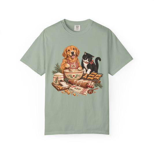 Dog & Cat Baking T-Shirt – Cozy Country Kitchen Pet Lover Tee