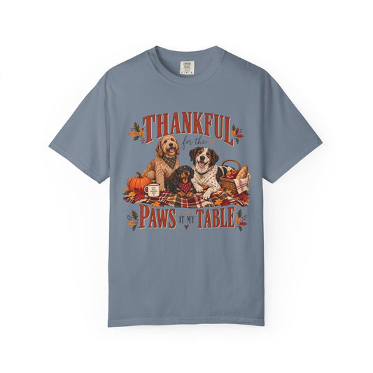 Thankful for the Paws at My Table T-Shirt – Thanksgiving Dog Lover Tee