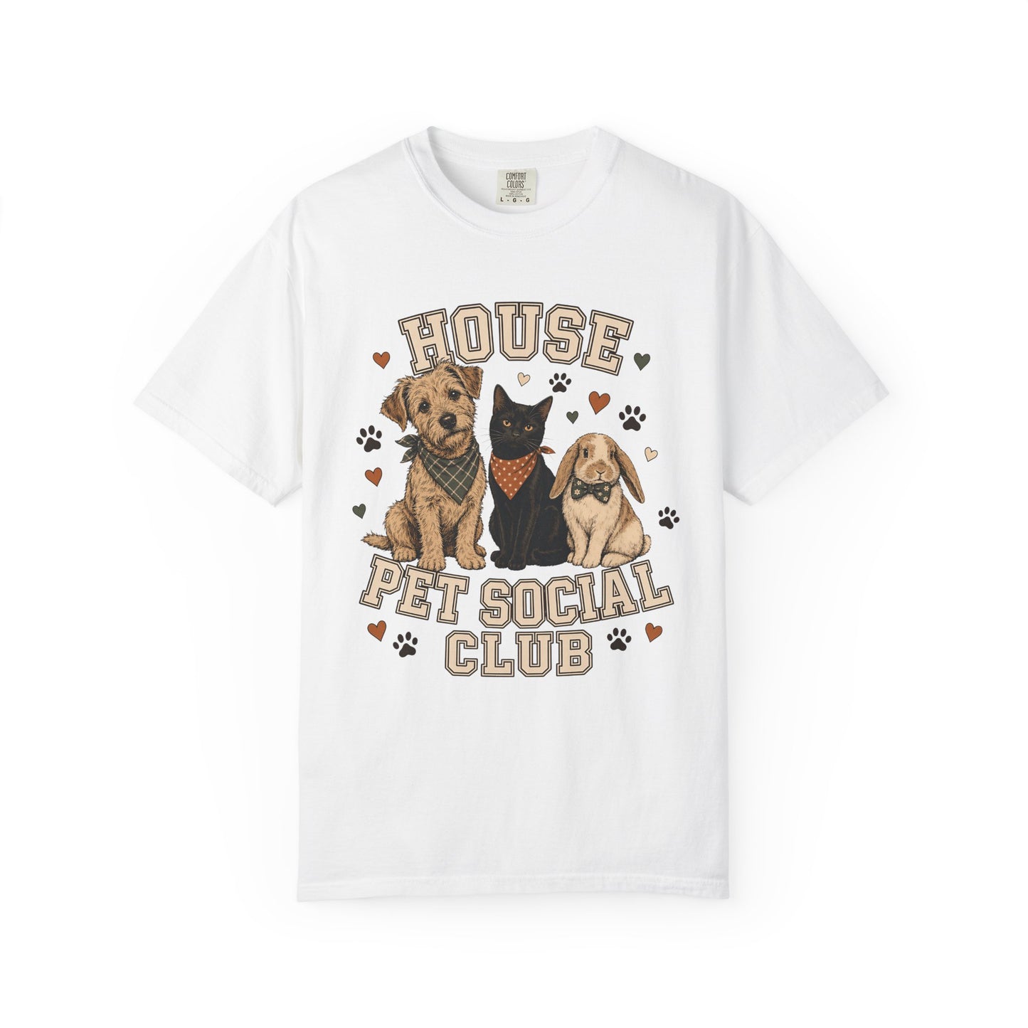 "House Pet Social Club" Varsity-Style Dog, Cat & Bunny T-Shirt