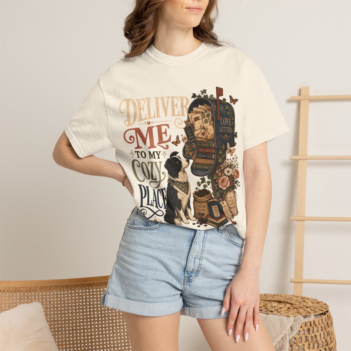 Deliver Me to My Cozy Place Shirt | Book Lover Dog Mom T-Shirt | | Cozy Coffee Reader Shirt | Comfort Colors