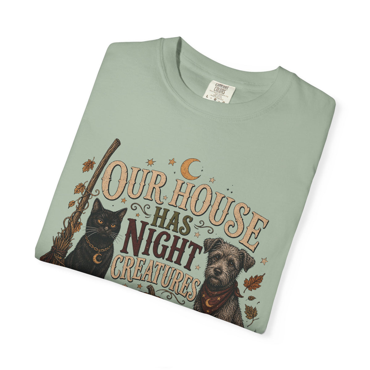 Our House Has Night Creatures T-Shirt – Funny Halloween Dog & Cat Shirt