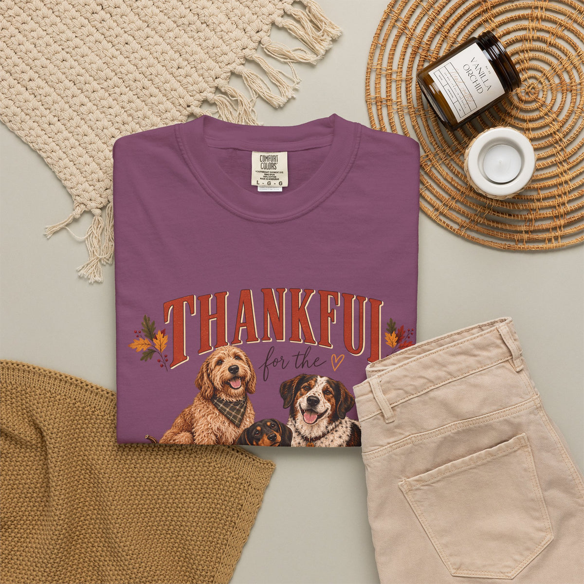 Thankful for the Paws at My Table T-Shirt – Thanksgiving Dog Lover Tee