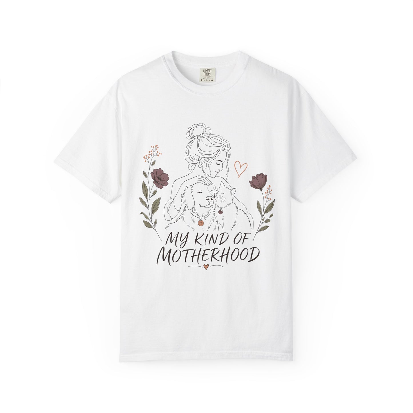 "My Kind of Motherhood" Dog & Cat Mom Line Art T-Shirt