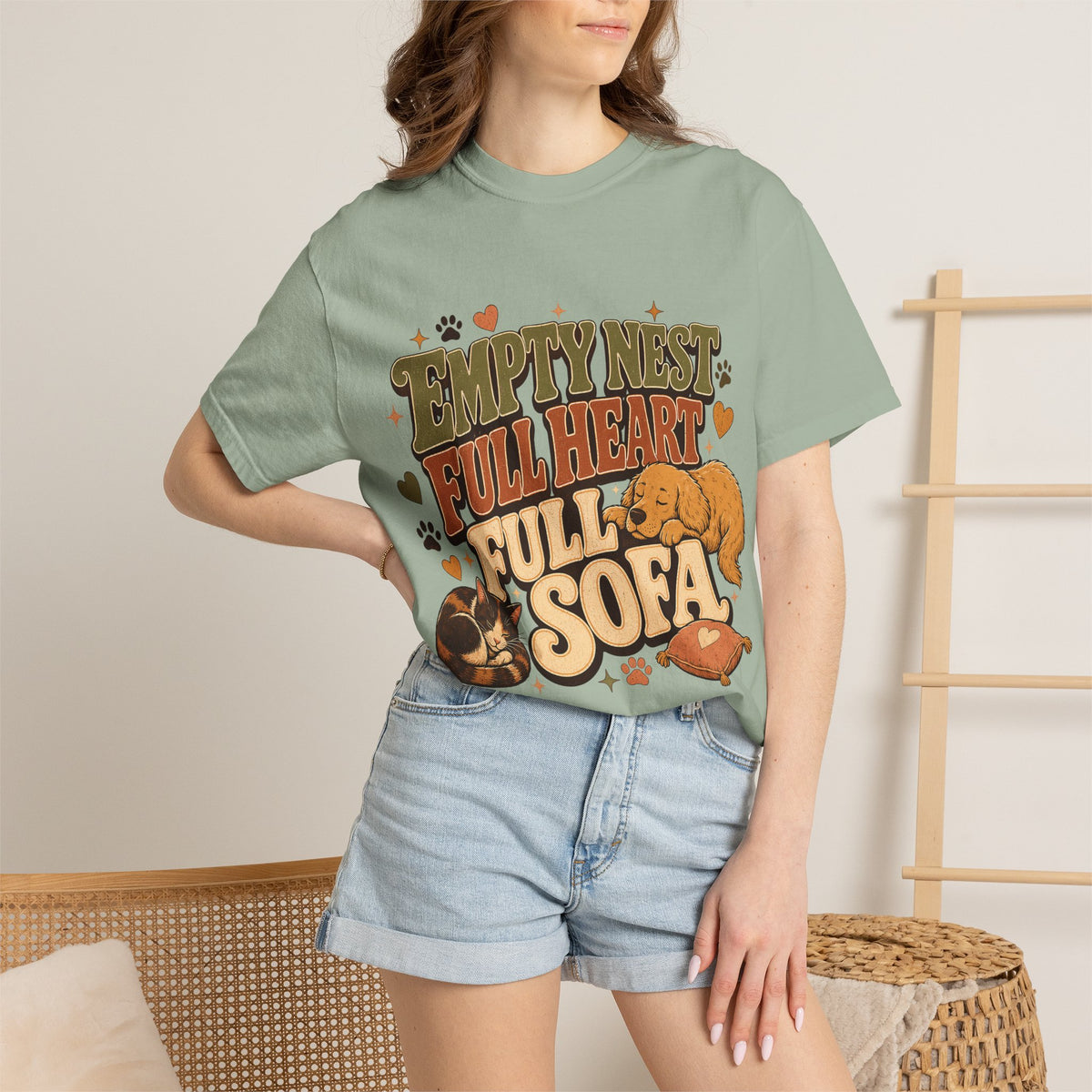 Empty Nest Full Heart Full Sofa Dog and Cat T-Shirt
