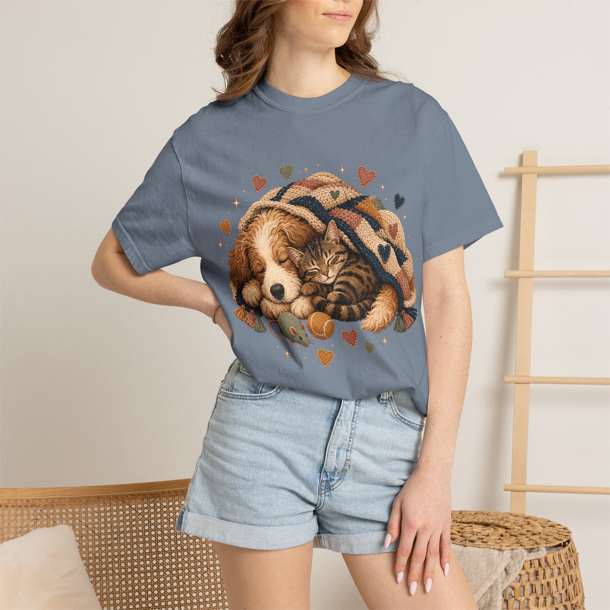 Sleeping Dog and Cat T-Shirt | Cozy Pet Lover T-Shirt