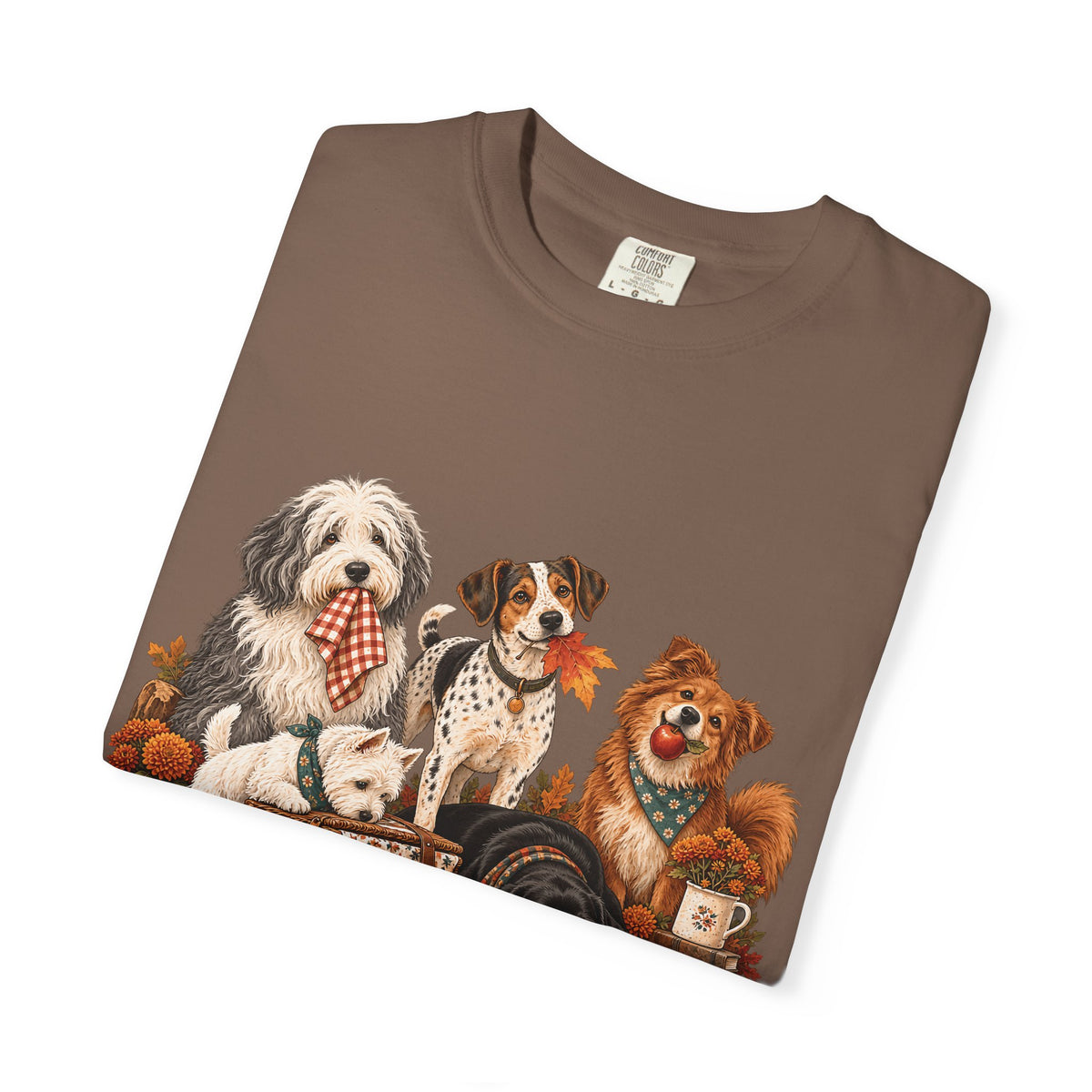 Autumn Dog Family T-Shirt – Vintage Fall Five Dogs Tee