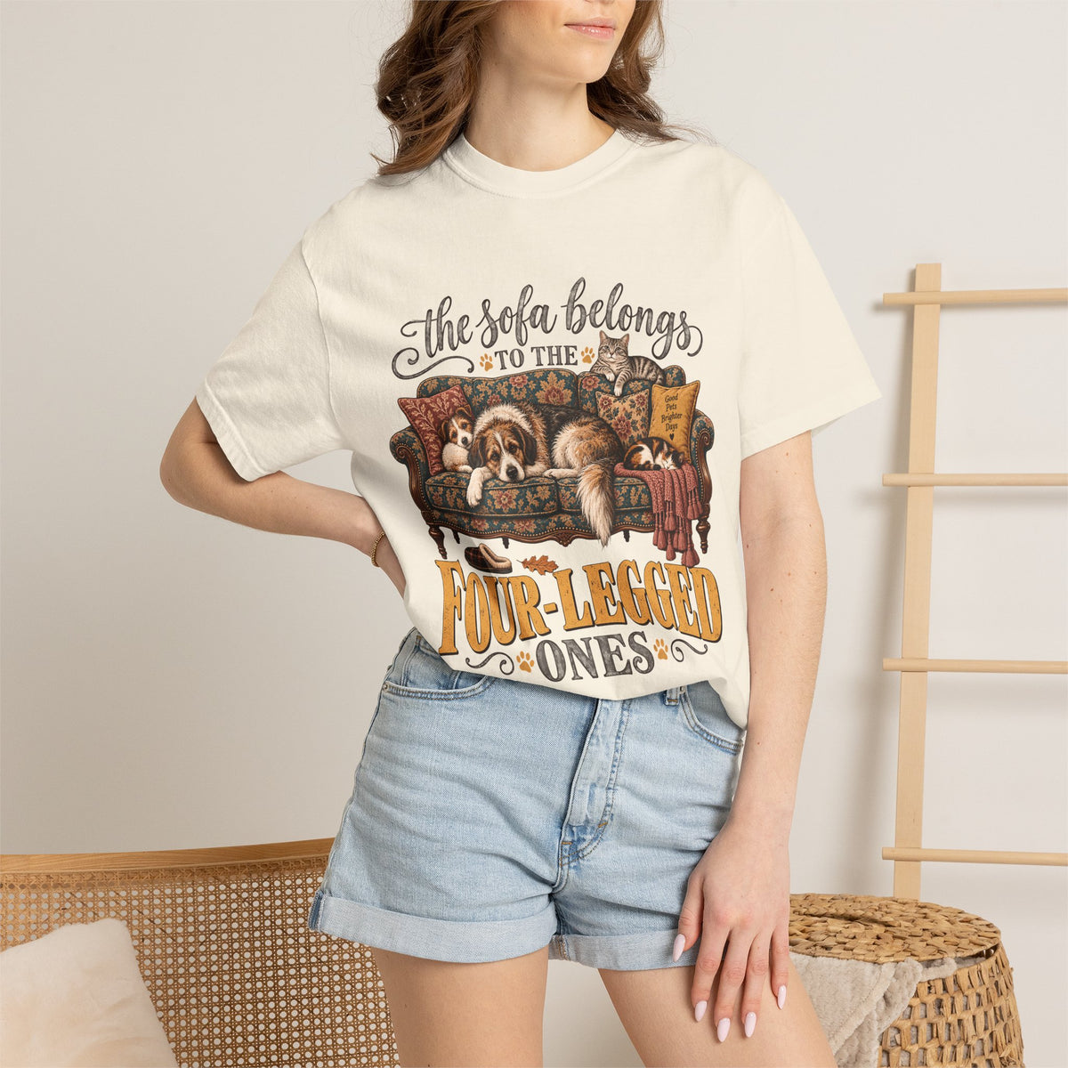 The Sofa Belongs to the Four-Legged Ones T-Shirt – Funny Dog & Cat Lover Tee