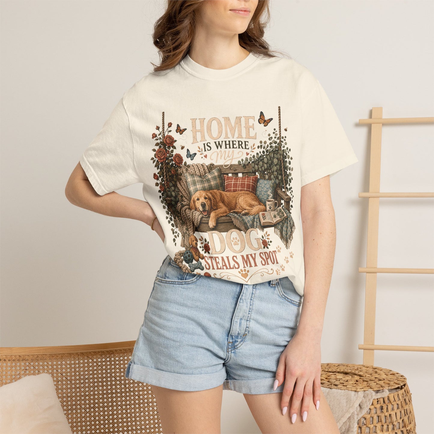 Home Is Where My Dog Steals My Spot, Golden Retriever T-Shirt