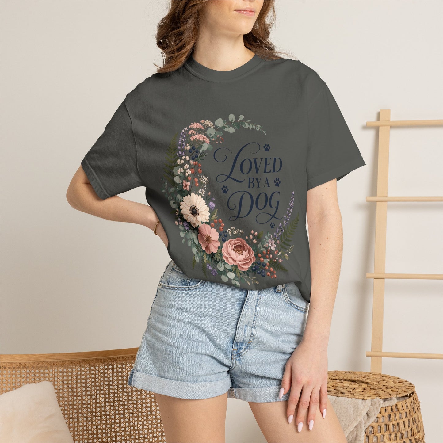 Loved by a Dog Floral — Cute Pet Lover T-Shirt