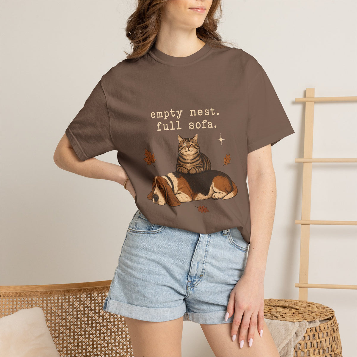 Empty Nest Full Sofa T-Shirt – Funny Empty Nester Dog & Cat Parent T-Shirt