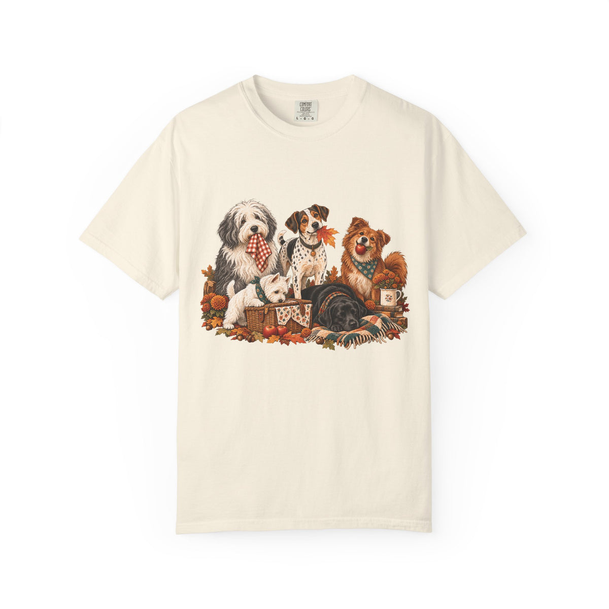 Autumn Dog Family T-Shirt – Vintage Fall Five Dogs Tee