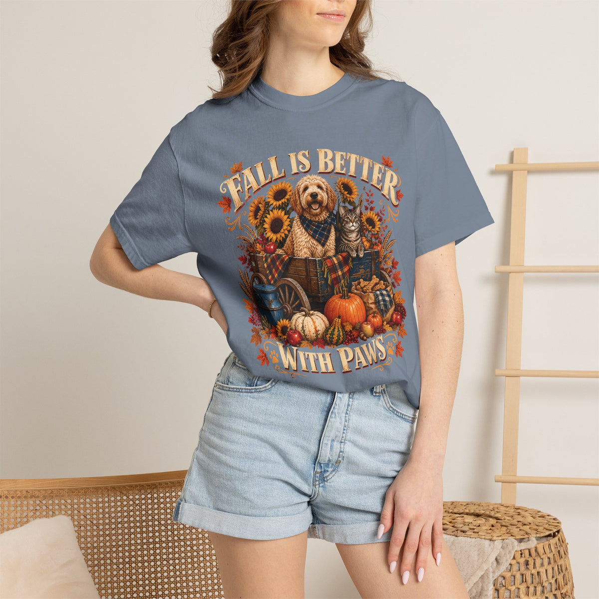Fall Is Better With Paws – Dog & Cat Autumn T-Shirt