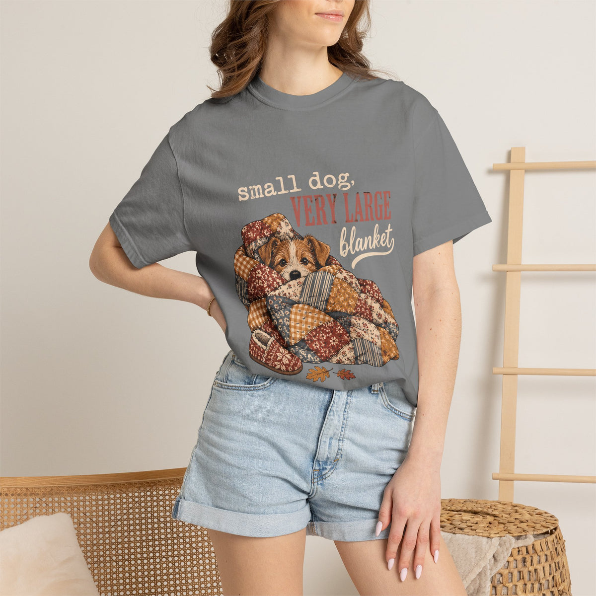 Small Dog Very Large Blanket T-Shirt – Funny Cozy Dog Lover Tee