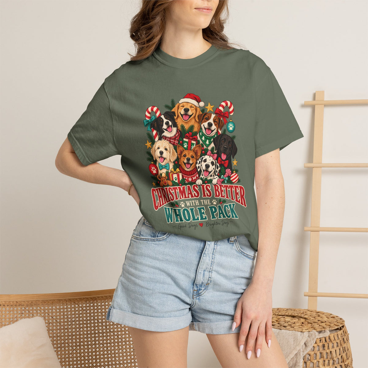 Christmas Is Better With the Whole Pack T-Shirt – Multi-Dog Christmas Tee