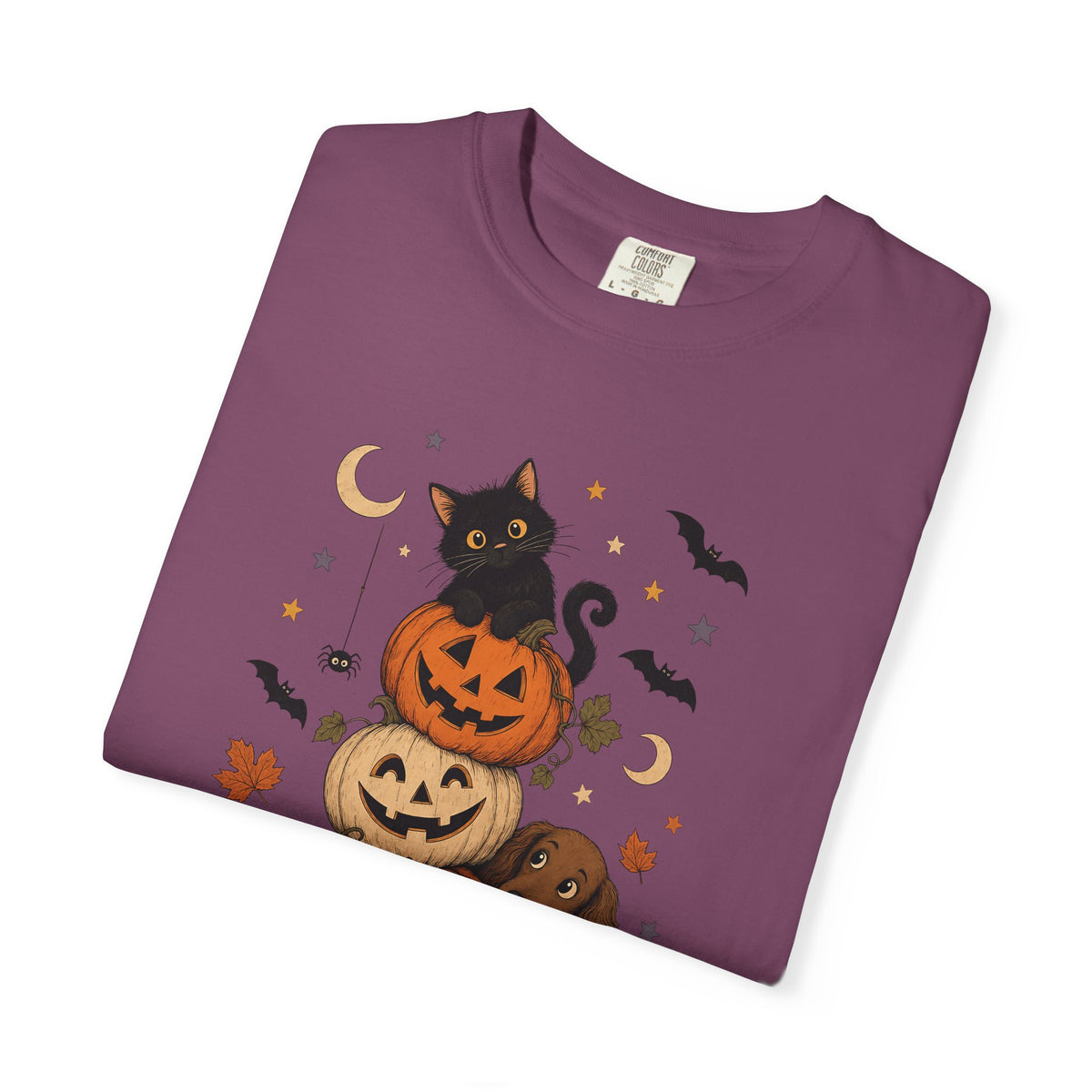 Pumpkin Paws Halloween T-Shirt – Cute Dog & Black Cat Fall Pet Lover Tee