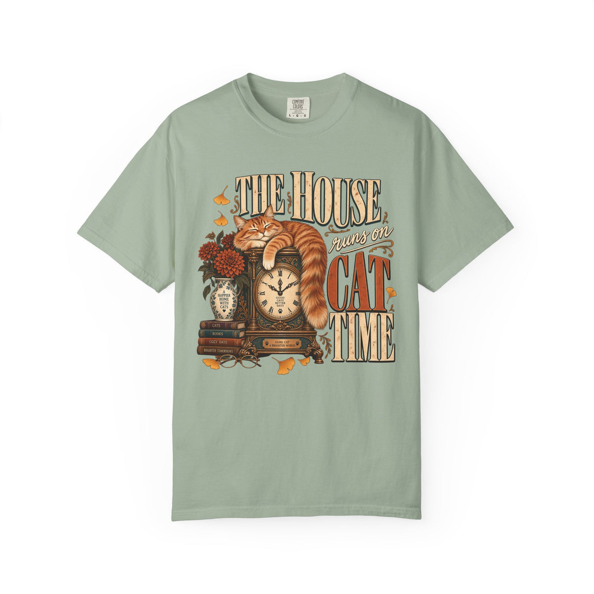 The House Runs on Cat Time T-Shirt – Vintage Ginger Cat Lover Tee