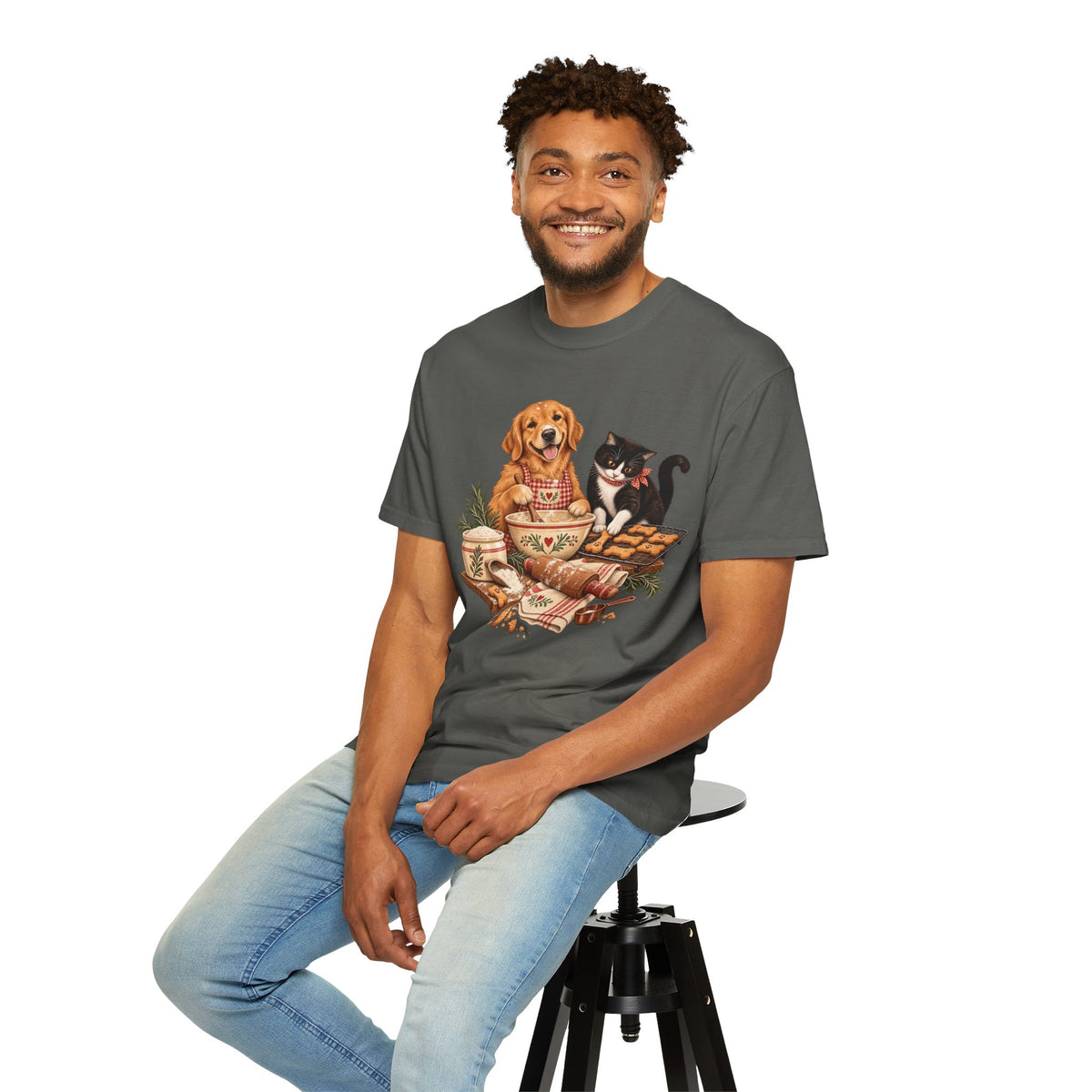 Dog & Cat Baking T-Shirt – Cozy Country Kitchen Pet Lover Tee