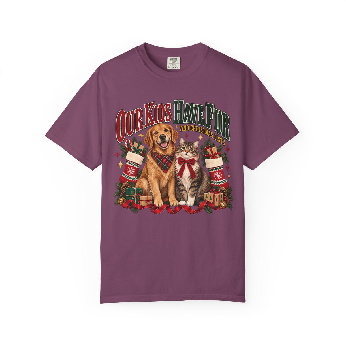 Our Kids Have Fur and Christmas Lists T-Shirt – Funny Pet Parent Christmas Tee