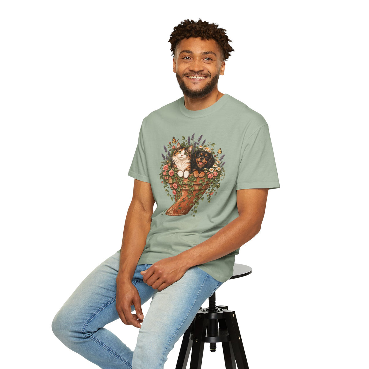 Cottage Garden Dog & Cat T-Shirt – Floral Pet Lover Tee