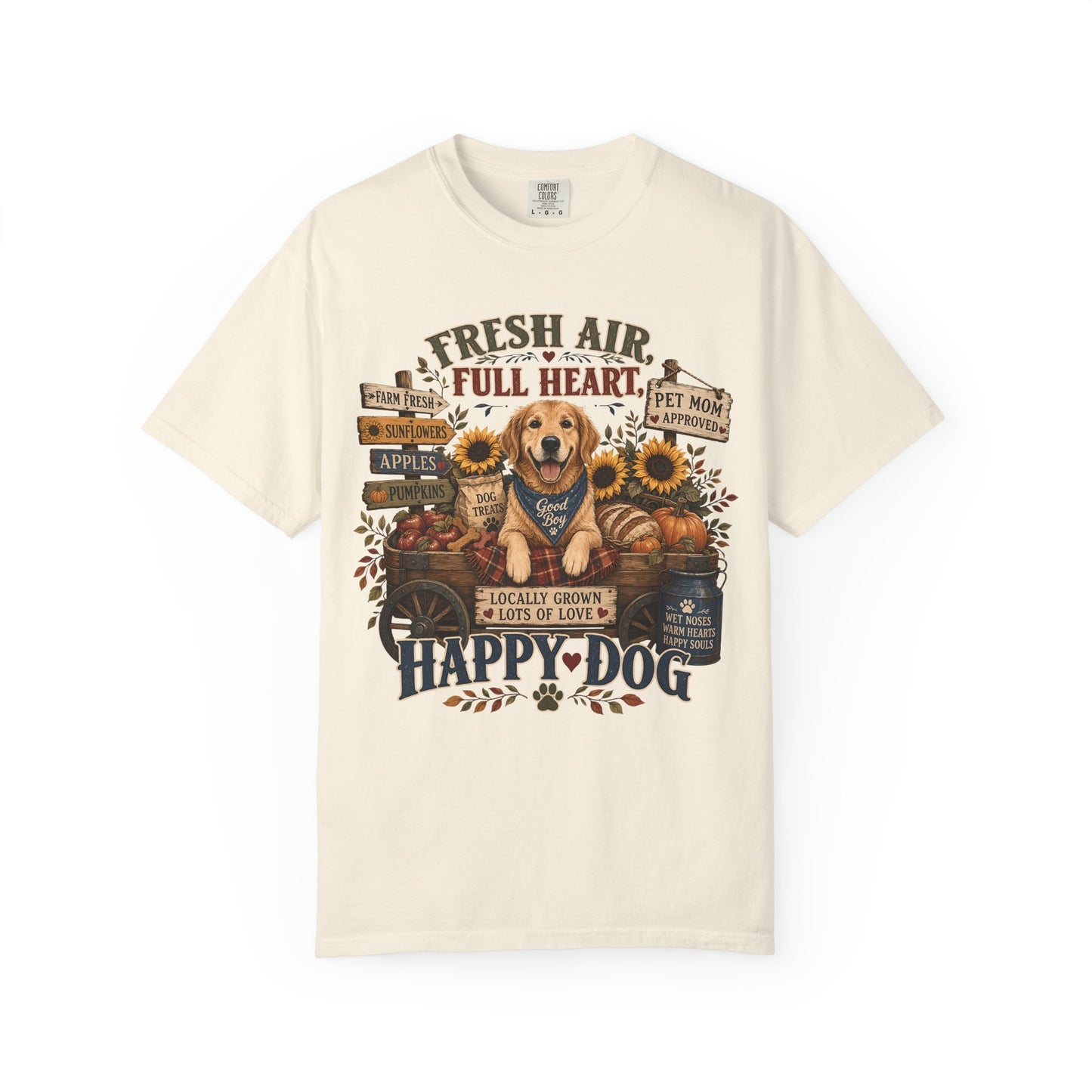 Fresh Air Full Heart Happy Dog — Cute Pet Lover T-Shirt