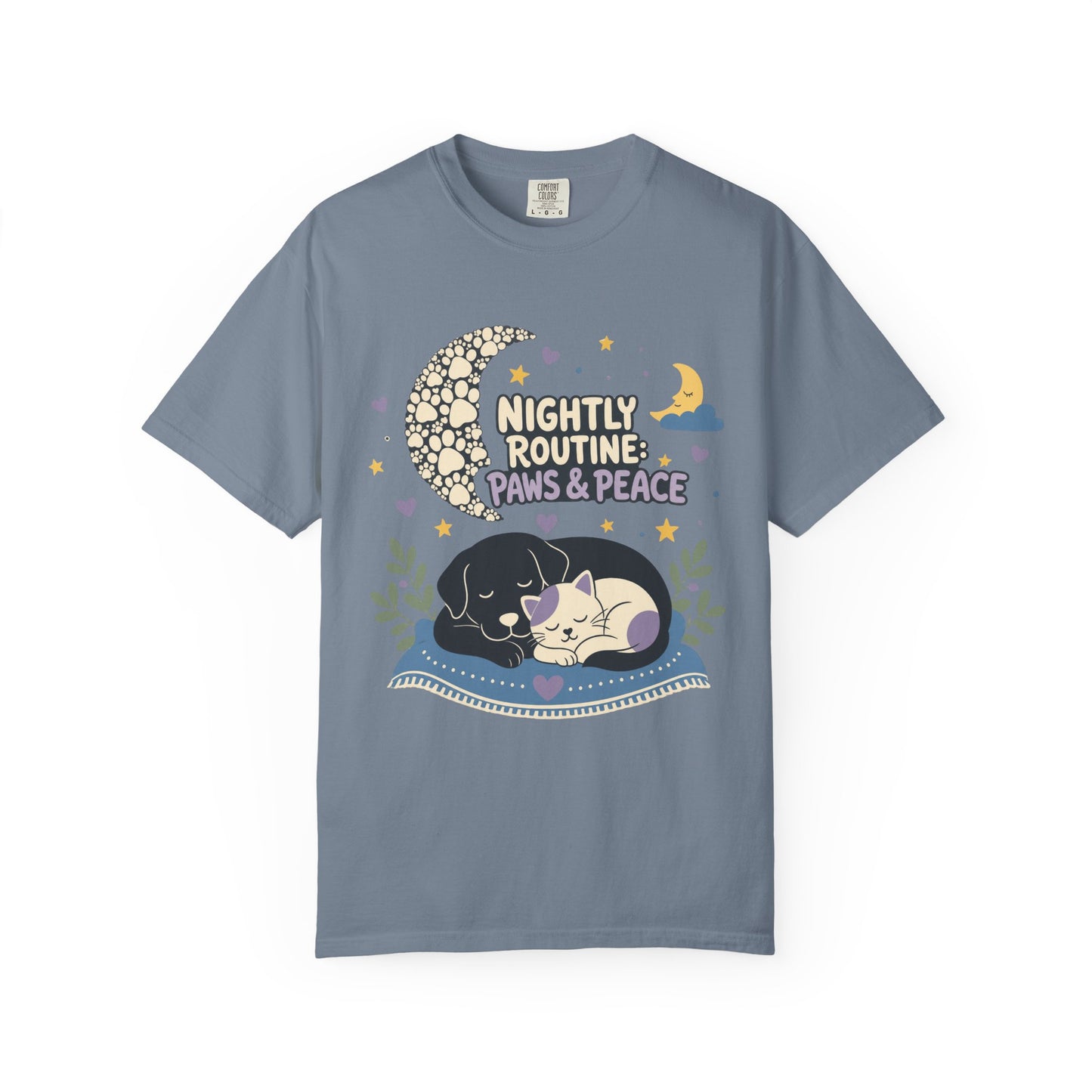 Nightly Routine Paws and Peace — Cute Pet Lover T-Shirt