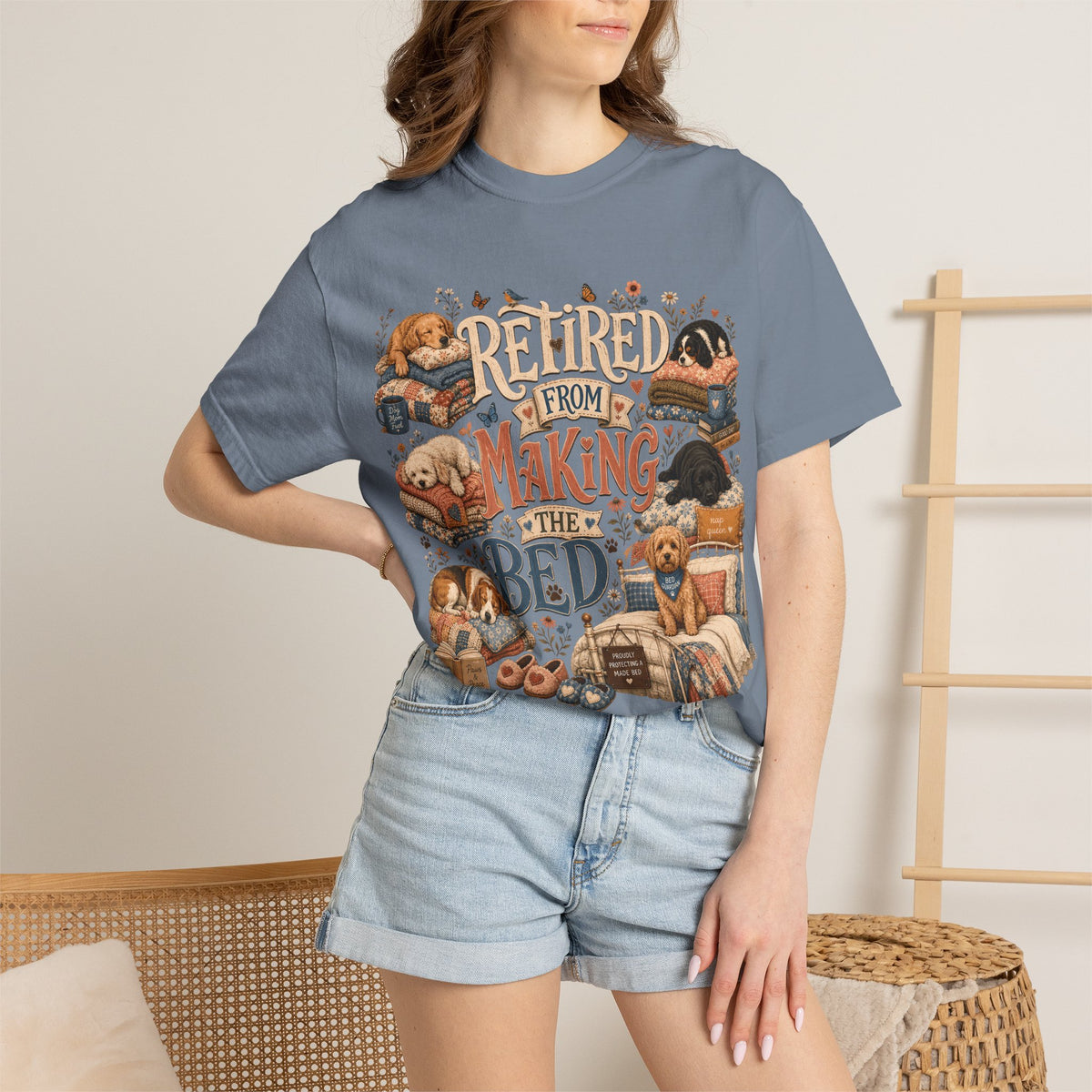 Retired From Making the Bed T-Shirt Dog Mom