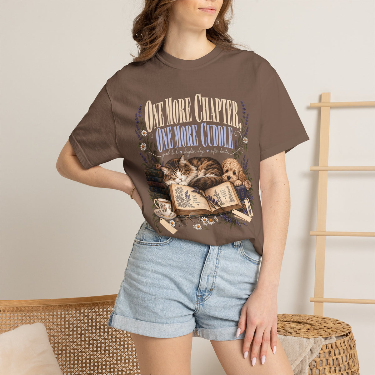 One More Chapter One More Cuddle T-Shirt – Book Lover Dog & Cat Tee