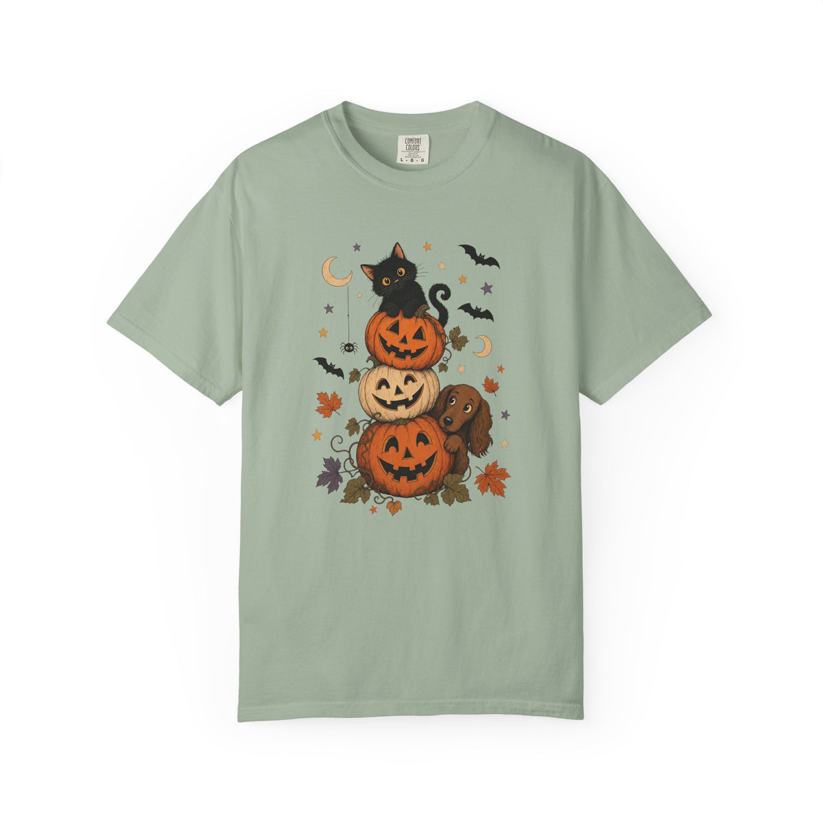 Pumpkin Paws Halloween T-Shirt – Cute Dog & Black Cat Fall Pet Lover Tee