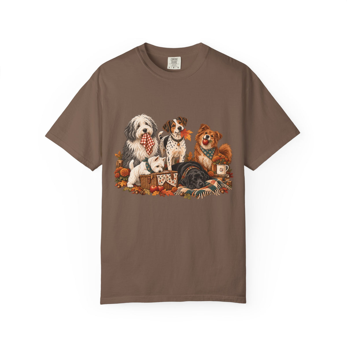 Autumn Dog Family T-Shirt – Vintage Fall Five Dogs Tee