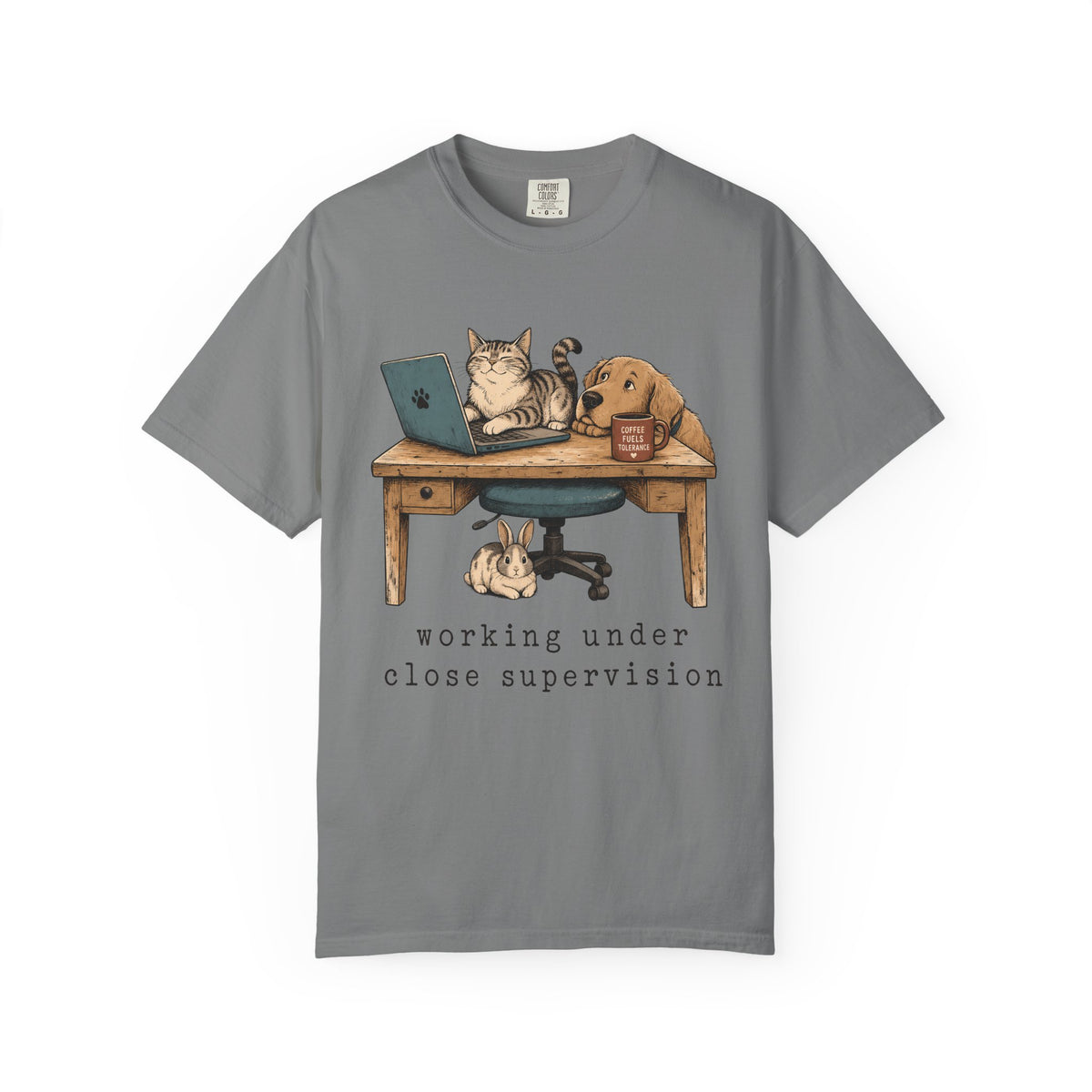 "Working Under Close Supervision" Funny Work From Home Pets T-Shirt