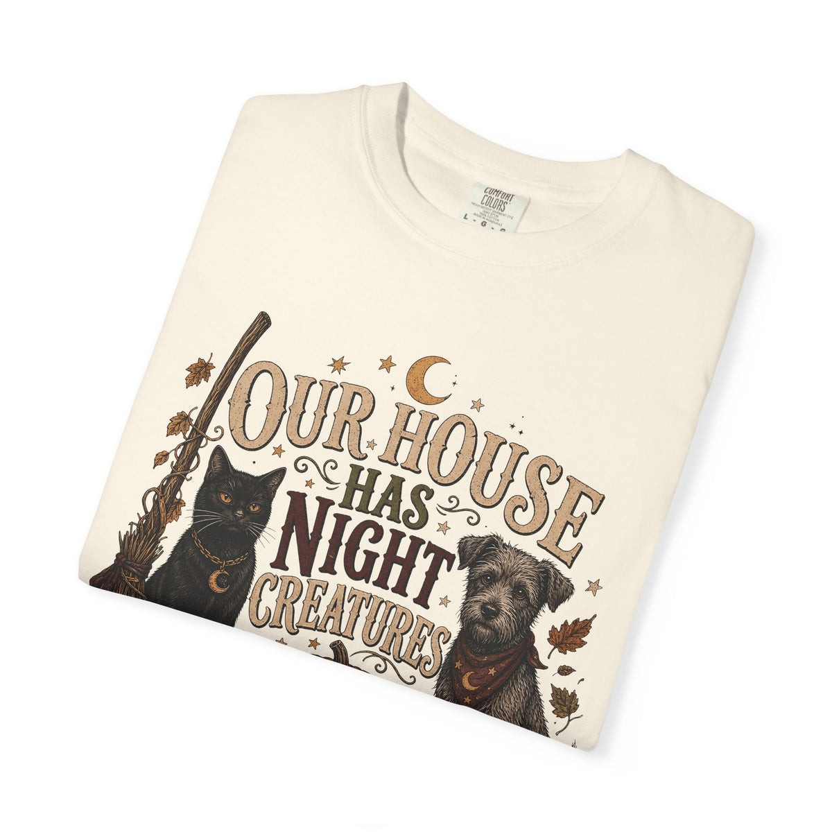 Our House Has Night Creatures T-Shirt – Funny Halloween Dog & Cat Shirt