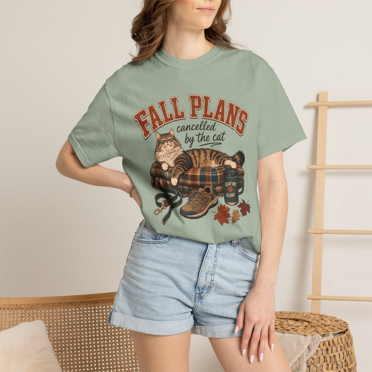 Fall Plans Cancelled By The Cat T-Shirt – Funny Autumn Cat Mom Tee