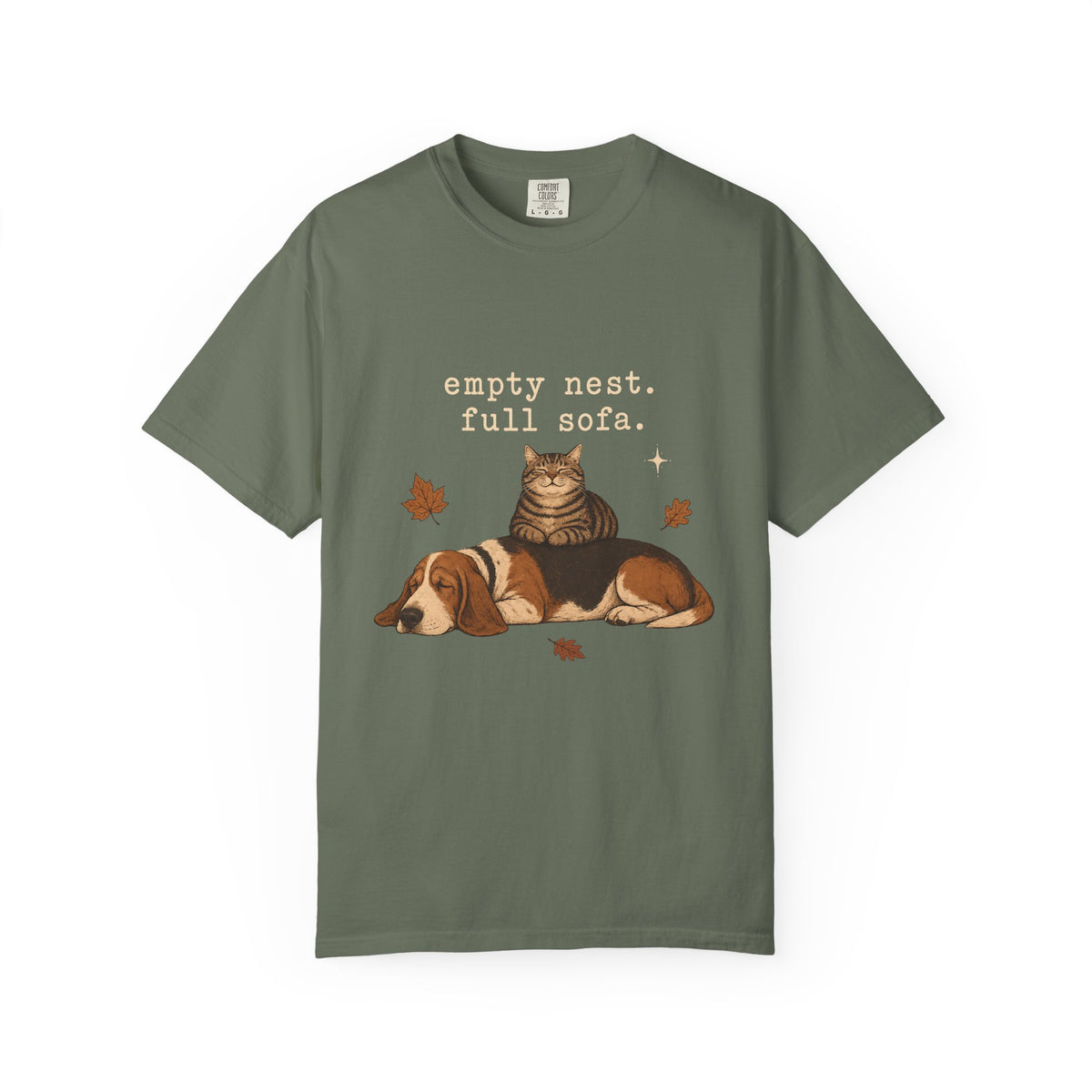 Empty Nest Full Sofa T-Shirt – Funny Empty Nester Dog & Cat Parent T-Shirt