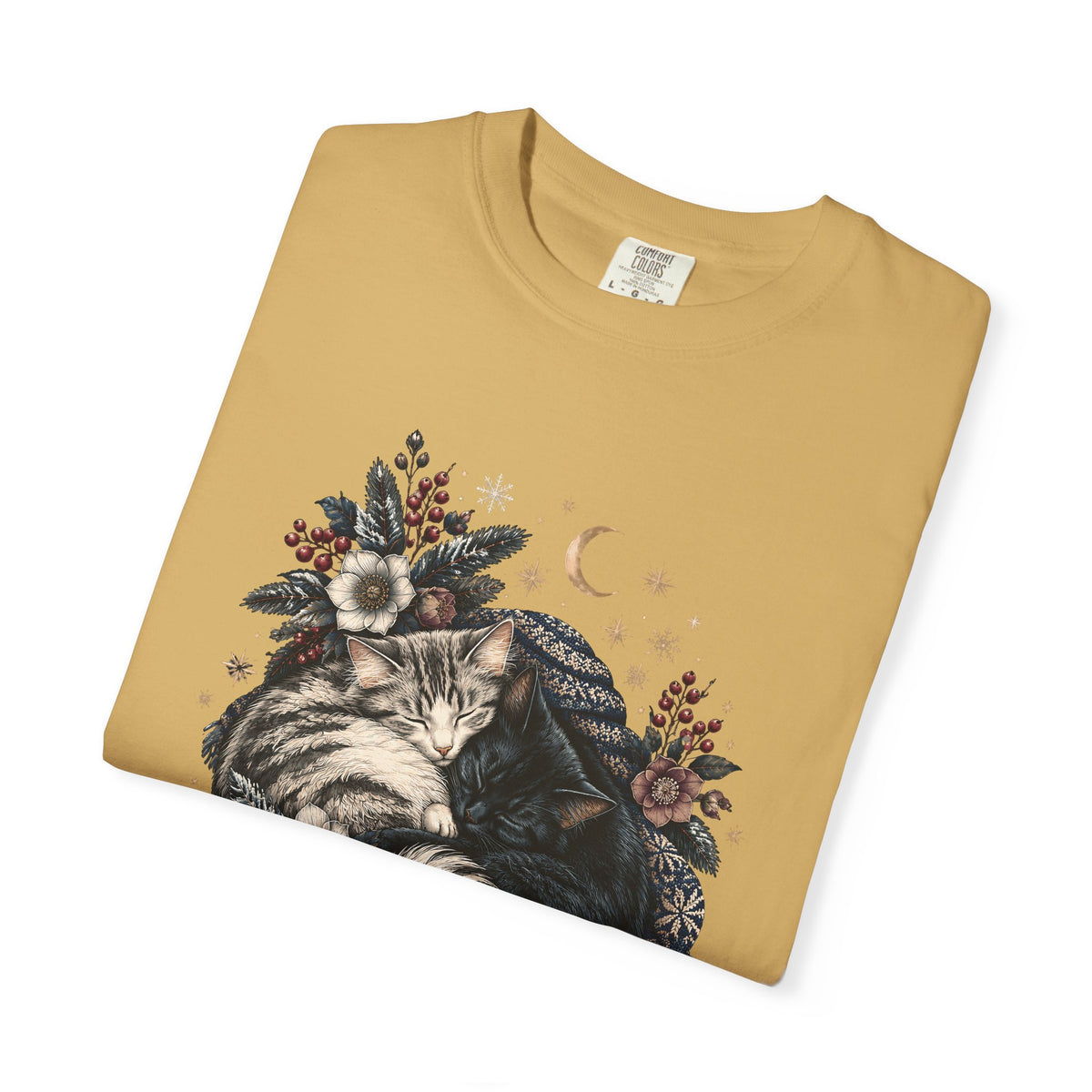 Sleeping Cats Winter T-Shirt – Celestial Cozy Cat Lover Tee