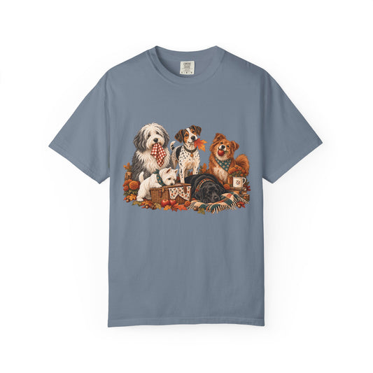Autumn Dog Family T-Shirt – Vintage Fall Five Dogs Tee