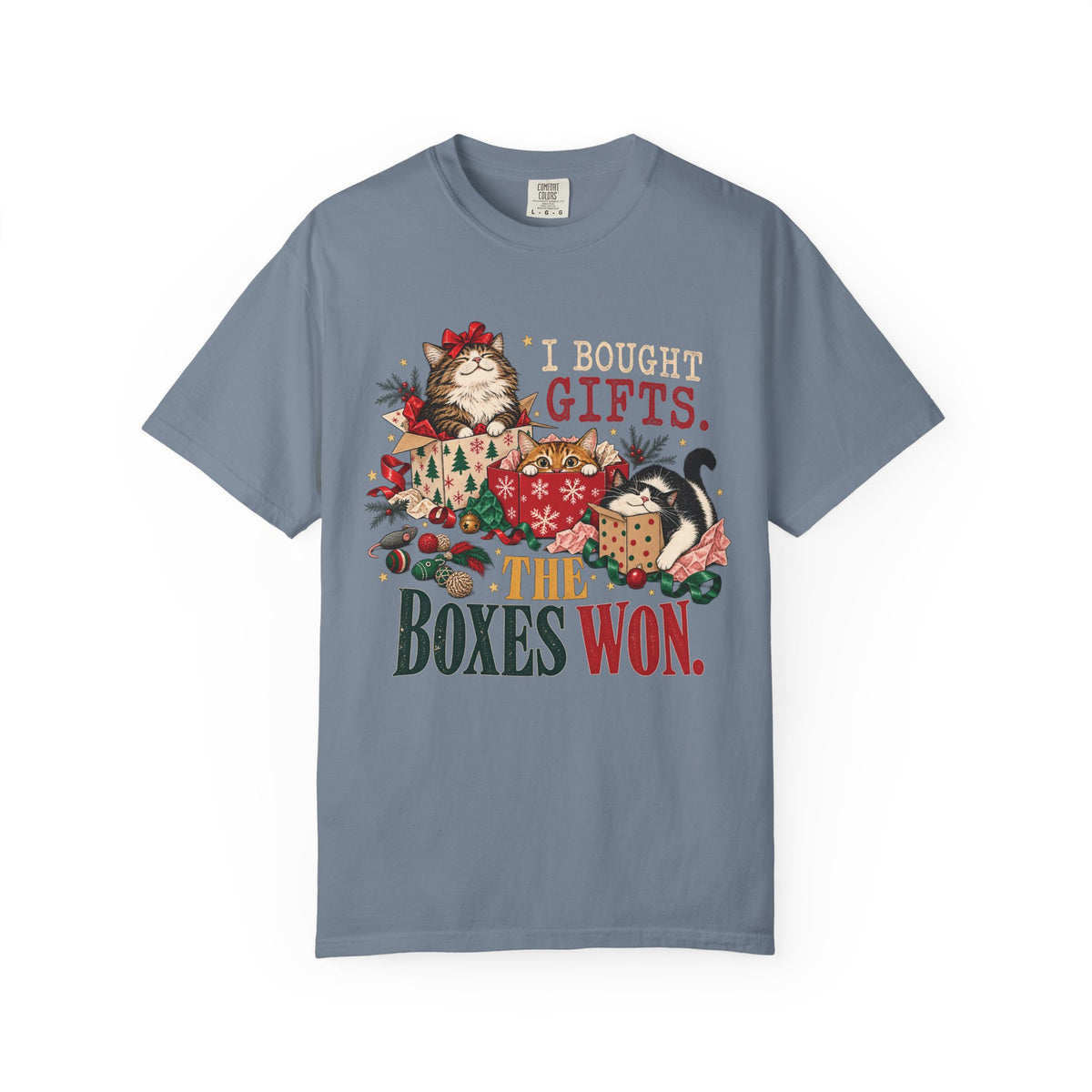 I Bought Gifts The Boxes Won T-Shirt – Funny Christmas Cat Tee