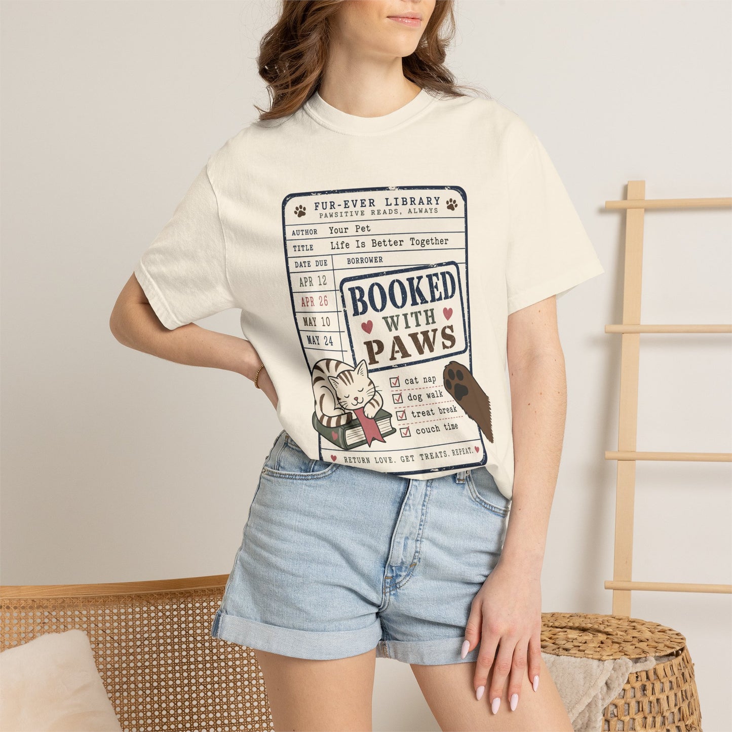 Booked With Paws Library Card Shirt - Cute Pet Lover T-Shirt
