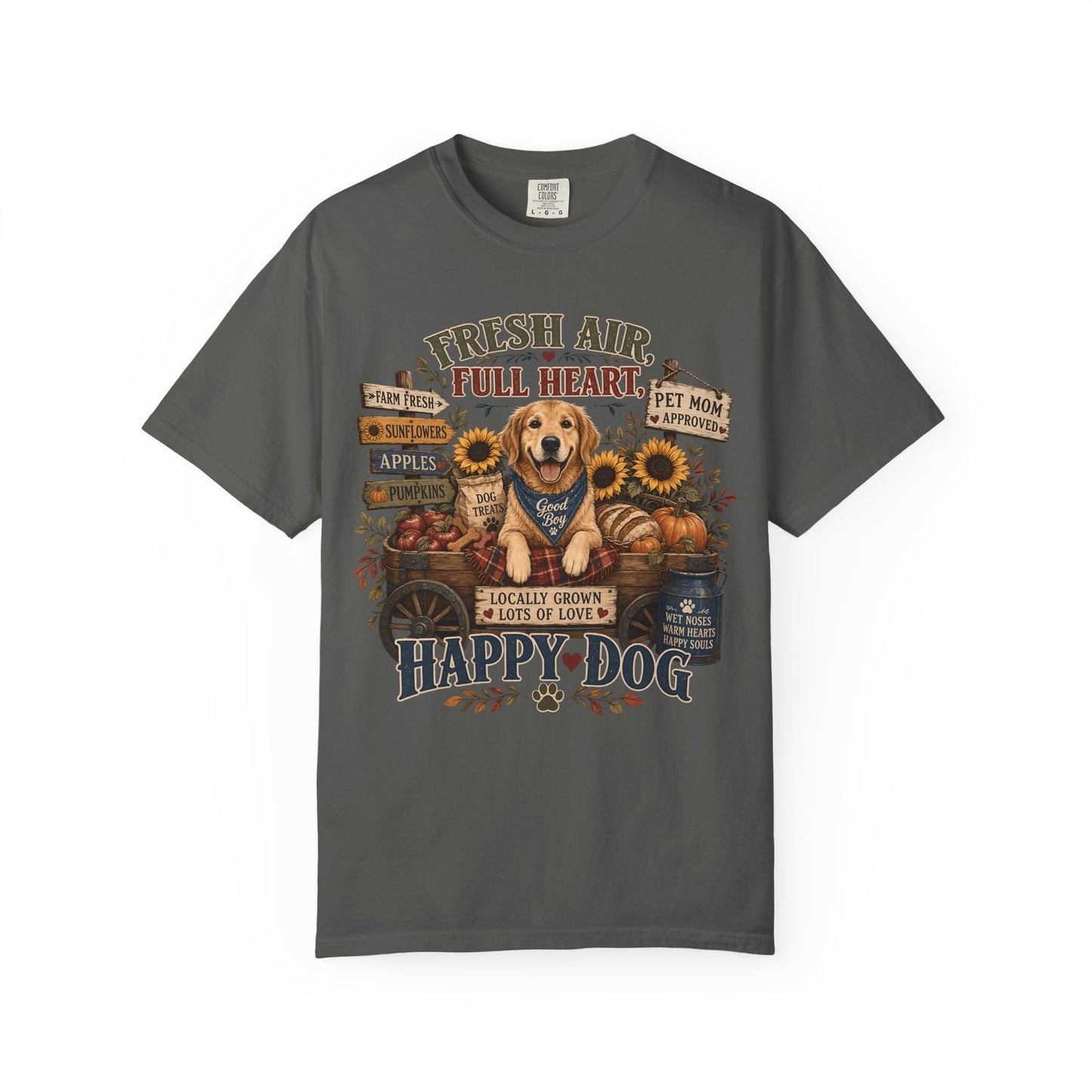 Fresh Air Full Heart Happy Dog — Cute Pet Lover T-Shirt