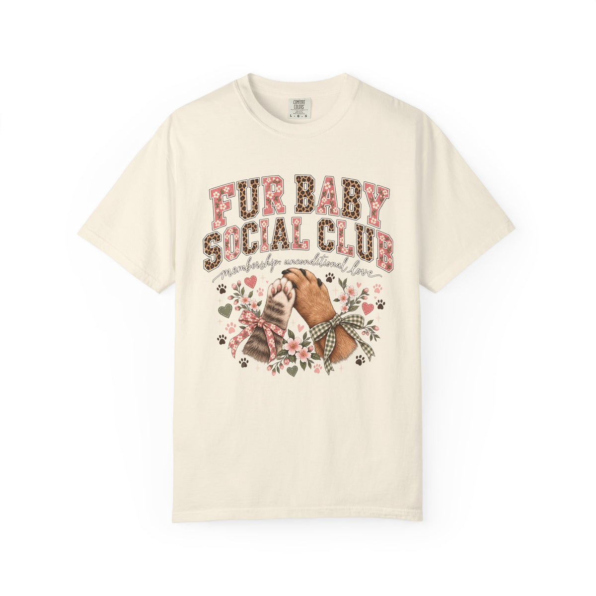 Fur Baby Social Club T-Shirt – Retro Floral Dog & Cat Lover Tee