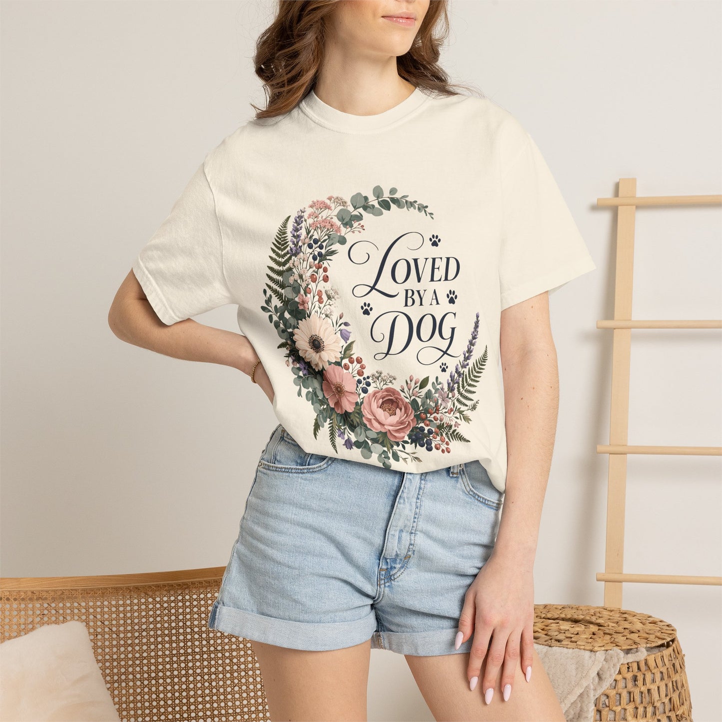 Loved by a Dog Floral — Cute Pet Lover T-Shirt
