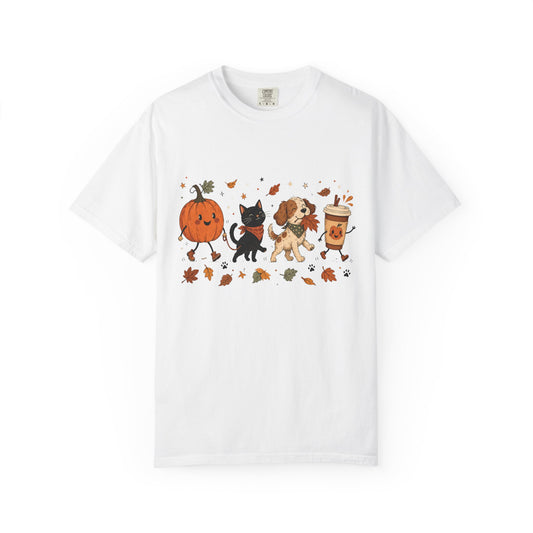Cute Fall Dog & Cat T-Shirt – Cozy Autumn Pet Lover Graphic T-Shirt