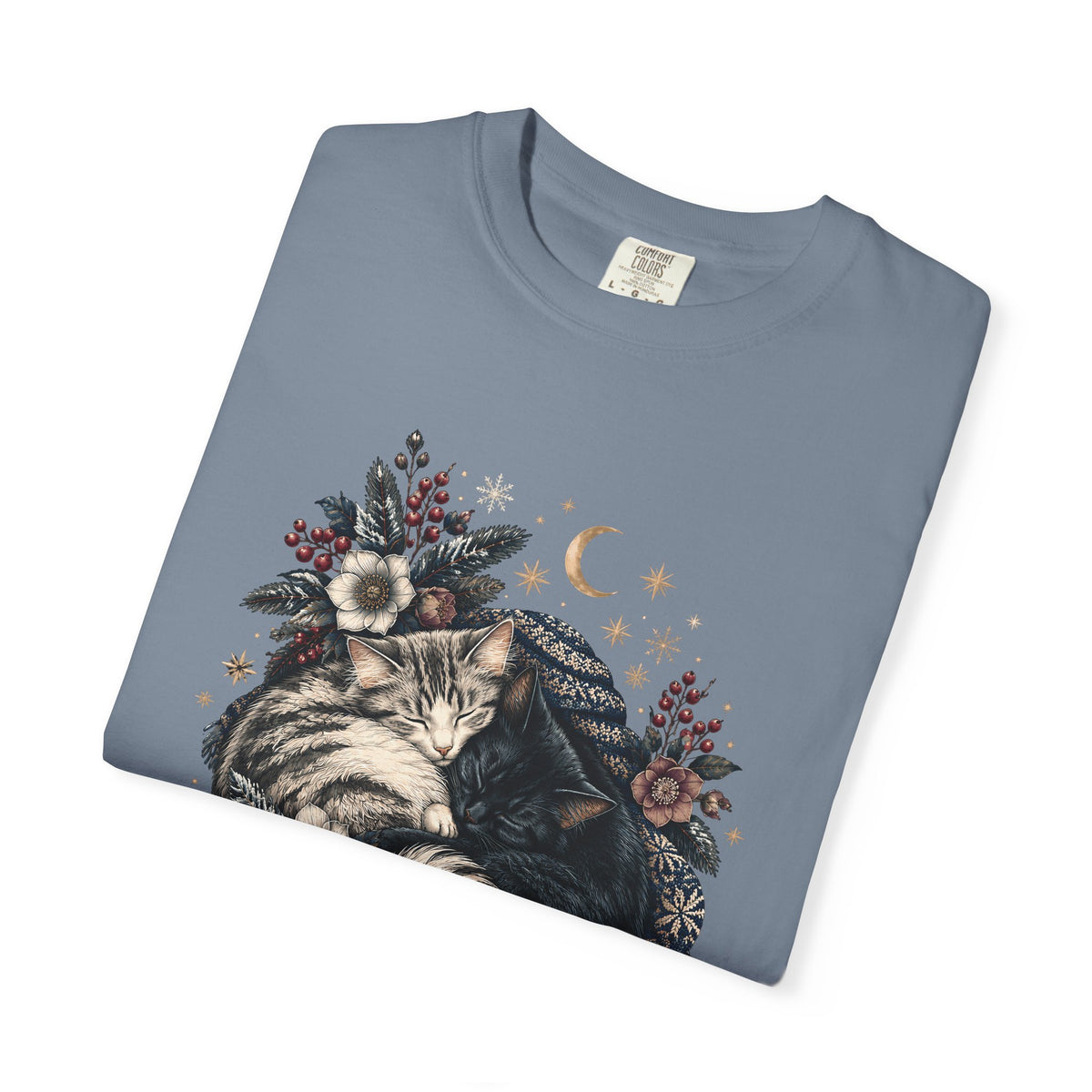 Sleeping Cats Winter T-Shirt – Celestial Cozy Cat Lover Tee