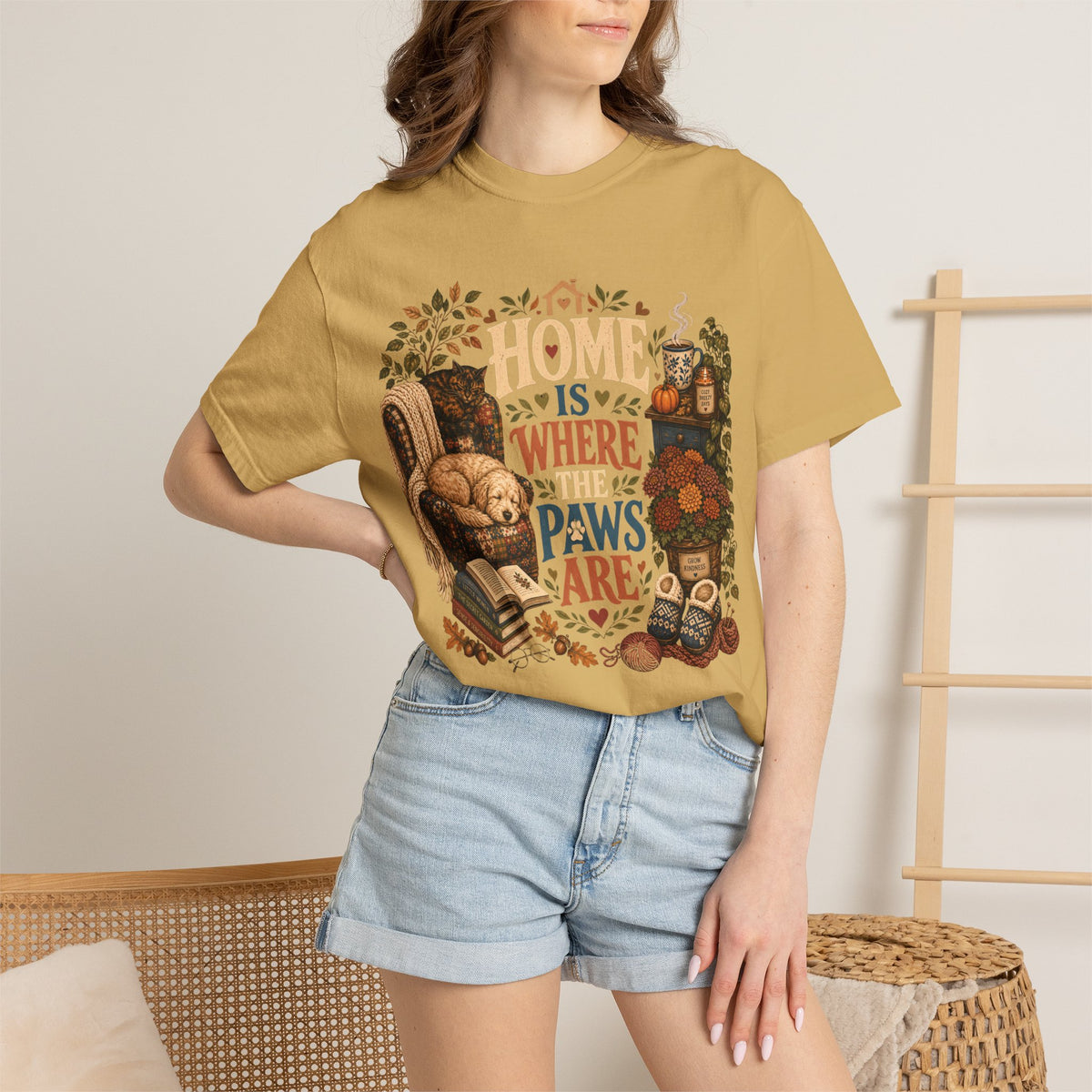 Home Is Where the Paws Are – Cozy Dog & Cat Lover T-Shirt