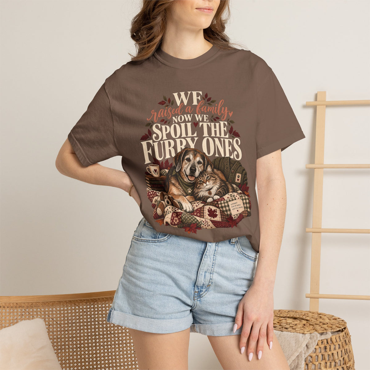 We Raised a Family Now We Spoil the Furry Ones T-Shirt – Dog & Cat Lover Tee