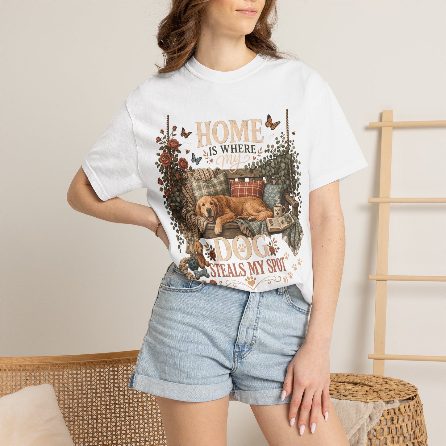Home Is Where My Dog Steals My Spot, Golden Retriever T-Shirt